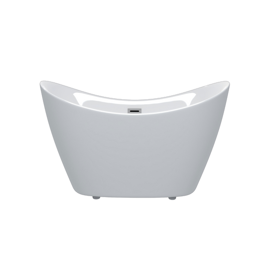 67' Gloss White Acrylic Freestanding Tub with Chrome Overflow and Pop-Up Drain, Reinforced Fiberglass, Ergonomic Design