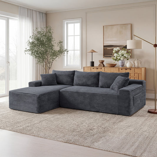 106.3' Cloud Modular Sectional Sofa Couch with L-Shape Chaise,Modern Minimalist Upholstered Couches for Living Room Bedroom,Deep Seat Corner Couch,No Assembly Required