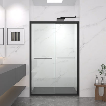 44-48'x72' Aluminum Frame Double Sliding Shower Door,Bypass Bathroom Sliding Door with Premium 5/16' (8mm) Clear Tempered Glass, Black Hardware Sliding Glass Shower Enclosure,Matte Black Finished