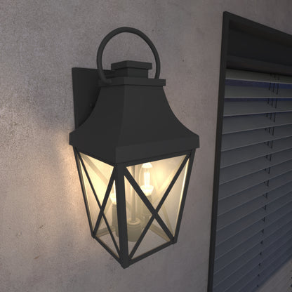 Outdoor Wall Lights, Porch Lights, Waterproof Outdoor Wall Sconce, Exterior Light Fixture Matte Black with Clear Glass Shade for Garage Patio Front Door Balcony (1 pack)