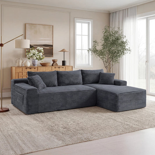 94.5' Cloud Modular Sectional Sofa Couch with L-Shape Chaise,Modern Minimalist Upholstered Couches for Living Room Bedroom,Deep Seat Corner Couch,No Assembly Required