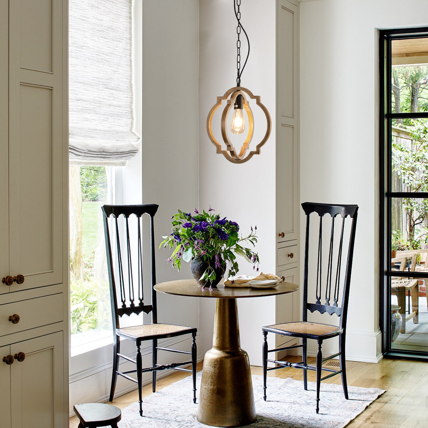 Farmhouse Chandelier, Retro Country Dining Room Lamp, Solid Wood Chandelier for Living room, Foyer and Dining room, Bulb Not Included